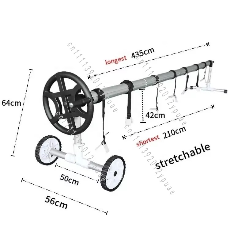 Reel Cover - Zwarte, verplaatsbare aluminium rol voor zwembadafdekkingen,