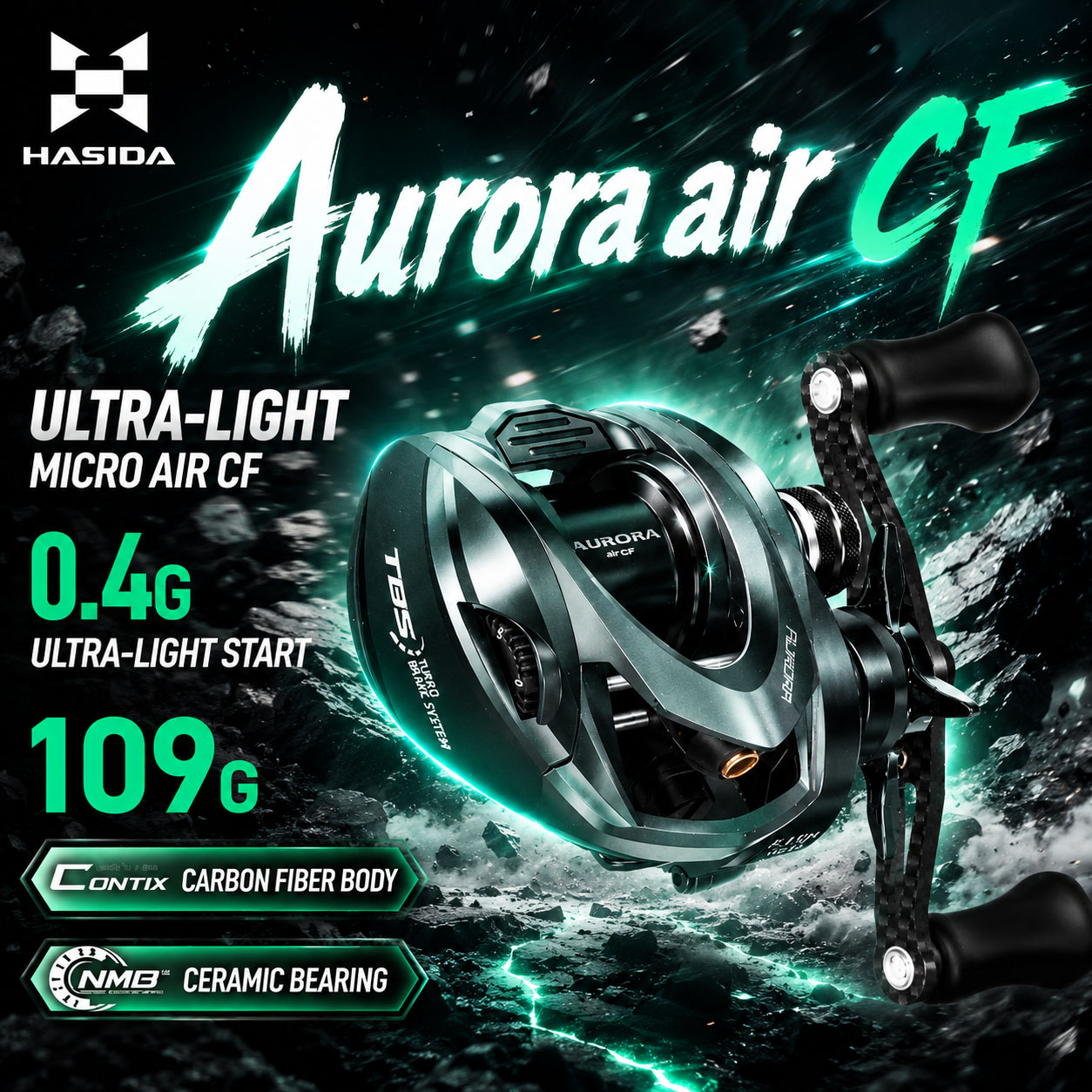 HASIDA Aurora AirCF Carbon BFS - Daiwa Reel Bg recensie en prijs